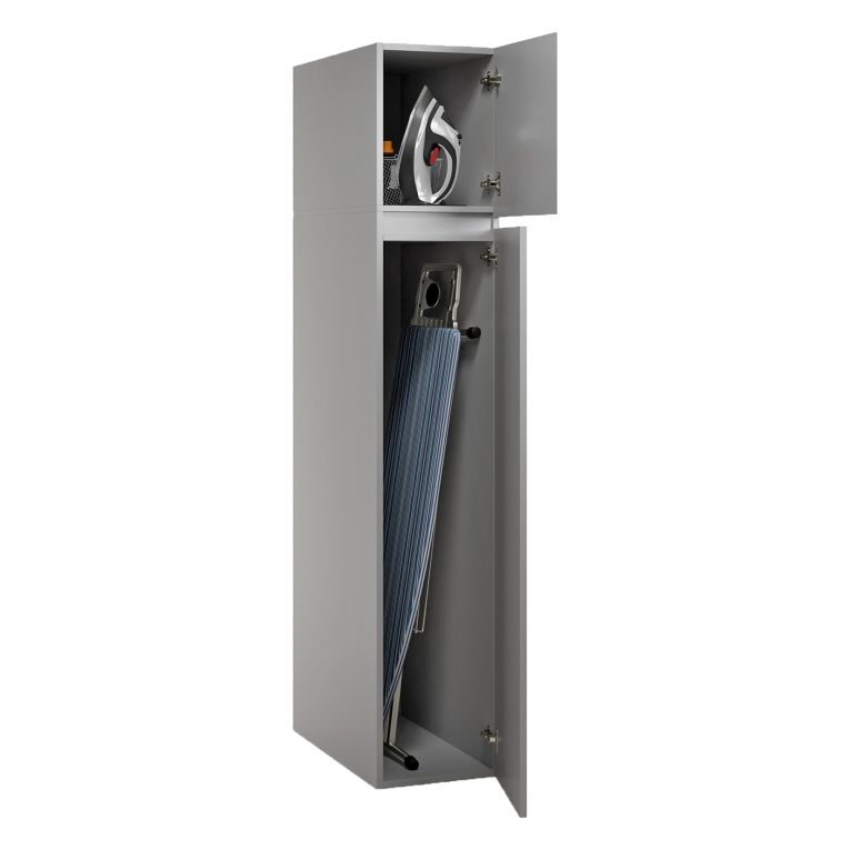 Armadio Multiuso 2 Ante Grigio 3 Ripiani 2 Ante 35x195h cm, Ideale per Lavanderia Made in Italy - Gilroy