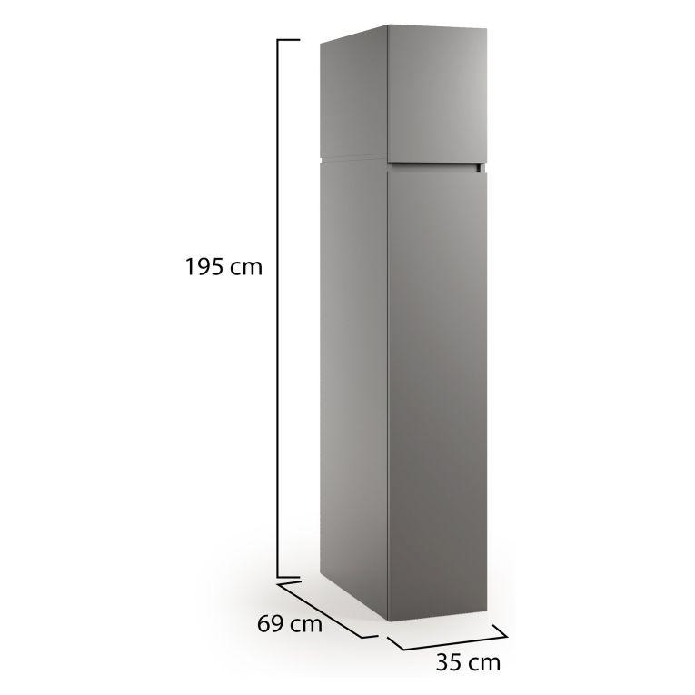 Armadio Multiuso 2 Ante Grigio 3 Ripiani 2 Ante 35x195h cm, Ideale per Lavanderia Made in Italy - Gilroy