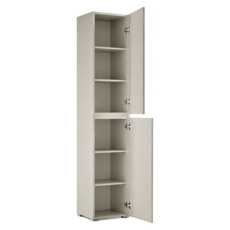 Armadio Multiuso 2 Ante Grigio Chiaro 5 Ripiani 2 Ante 45x195h cm, Gola per Apertura Ante Made in Italy - Daisuke