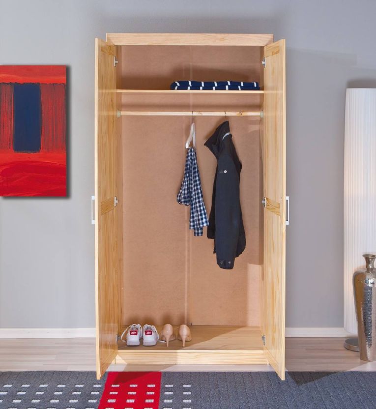 Armadio multiuso 2 ante Hamburg, Mobile multifunzionale, Mobiletto scarpiera, Guardaroba porta scarpe, 95x55 h190 cm, Rovere