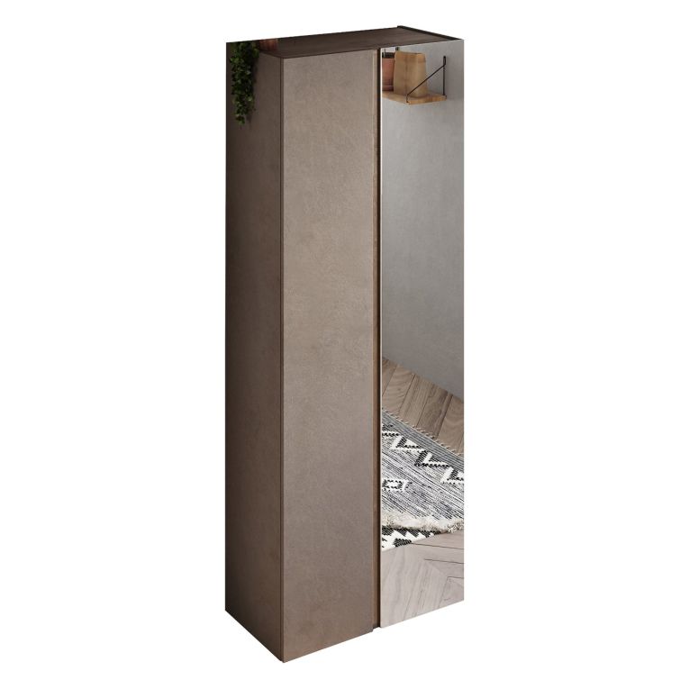 Armadio Multiuso 2 Ante Marrone Bronzo Trasparente 8 Ripiani Apertura Manuale 70x185h cm, 9 Vani - Salcito