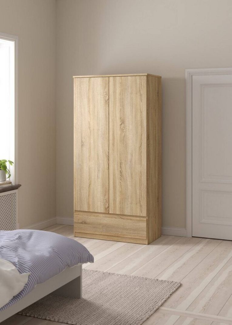Armadio Multiuso 2 Ante Marrone Maniglie Incluse Materiale Anta in Legno Nobilitato 98.9x200.6h cm, Materiale Ripiano in Legno Nobilitato - Germano
