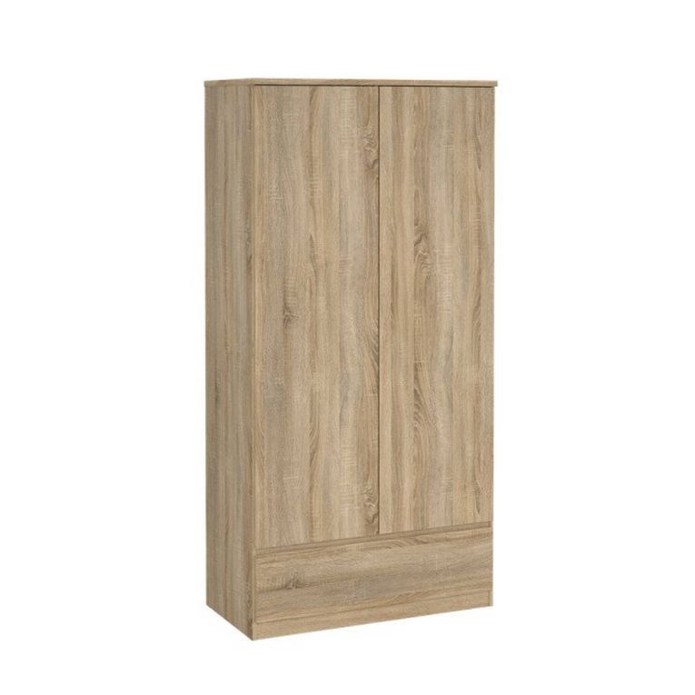 Armadio Multiuso 2 Ante Marrone Maniglie Incluse Materiale Anta in Legno Nobilitato 98.9x200.6h cm, Materiale Ripiano in Legno Nobilitato - Germano