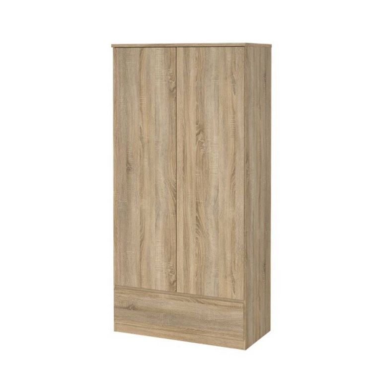Armadio Multiuso 2 Ante Marrone Maniglie Incluse Materiale Anta in Legno Nobilitato 98.9x200.6h cm, Materiale Ripiano in Legno Nobilitato - Germano