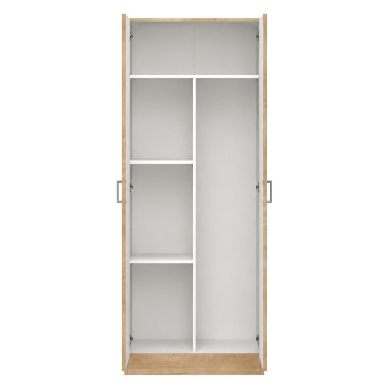 Armadio Multiuso 2 Ante Marrone Rovere 3 Ripiani 2 Ante 70x181h cm, 5 Vani - Soresina