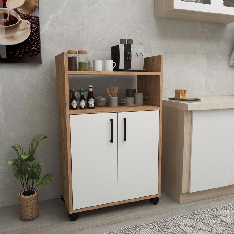 Armadio Multiuso 2 Ante Marrone Rovere 4 Ripiani 2 Ante 60x97h cm, 3 Vani - Marzi