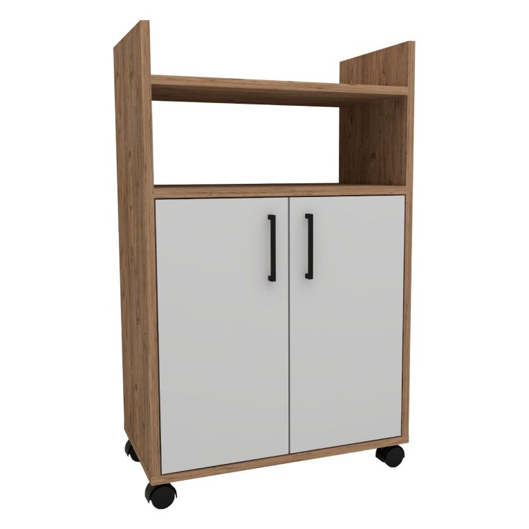 Armadio Multiuso 2 Ante Marrone Rovere 4 Ripiani 2 Ante 60x97h cm, 3 Vani - Marzi