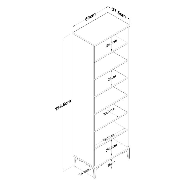Armadio Multiuso 2 Ante Marrone Rovere 7 Ripiani 2 Ante 60x199h cm, 7 Vani - Garbagna