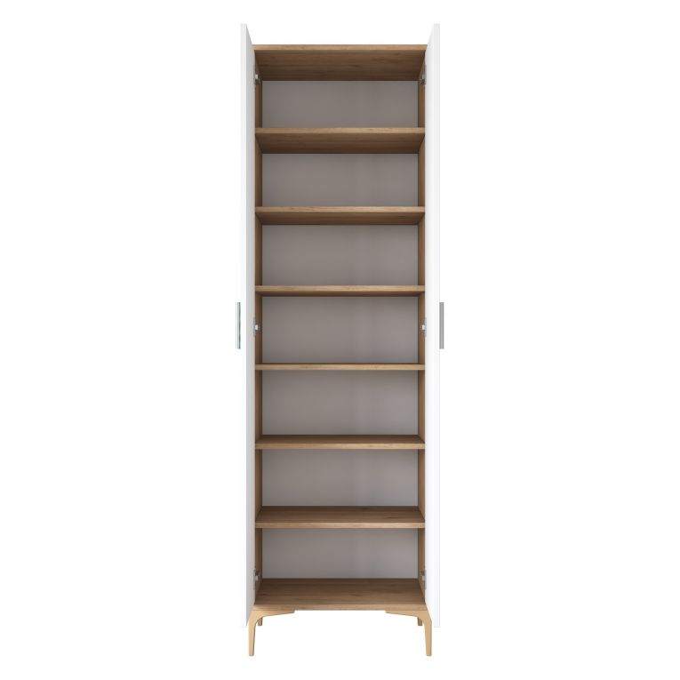 Armadio Multiuso 2 Ante Marrone Rovere 7 Ripiani 2 Ante 60x199h cm, 7 Vani - Garbagna