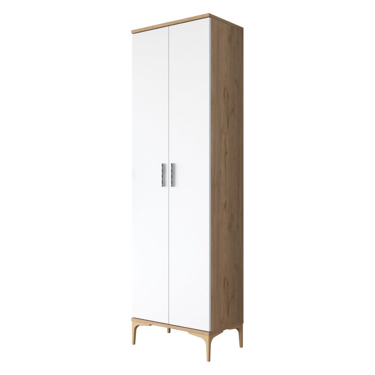 Armadio Multiuso 2 Ante Marrone Rovere 7 Ripiani 2 Ante 60x199h cm, 7 Vani - Garbagna