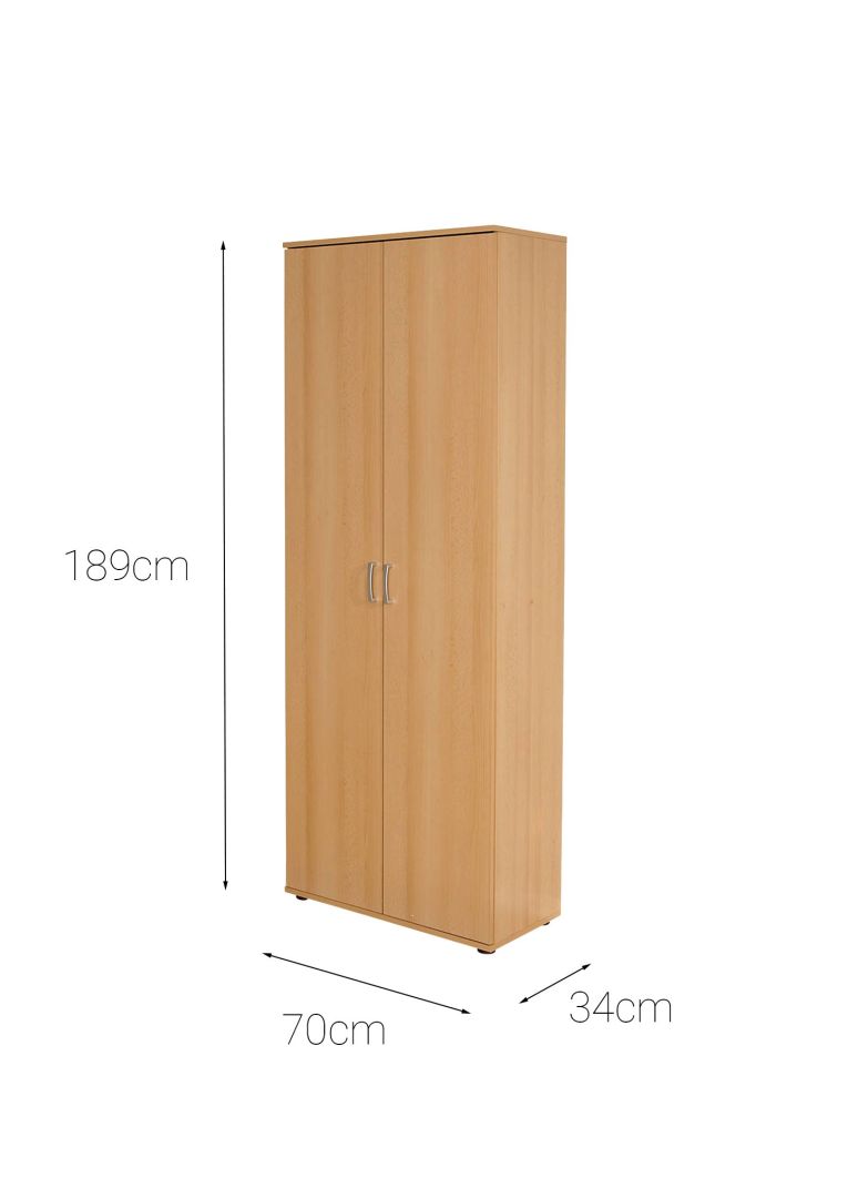 Armadio Multiuso 2 Ante Marrone Rovere 70x189h cm, 5 Ripiani - Pazzano