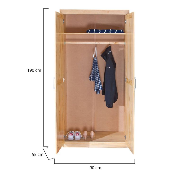 Armadio Multiuso 2 Ante Marrone Rovere Appendiabiti un Ripiano 95x190h cm, 2 Ante - Terzorio