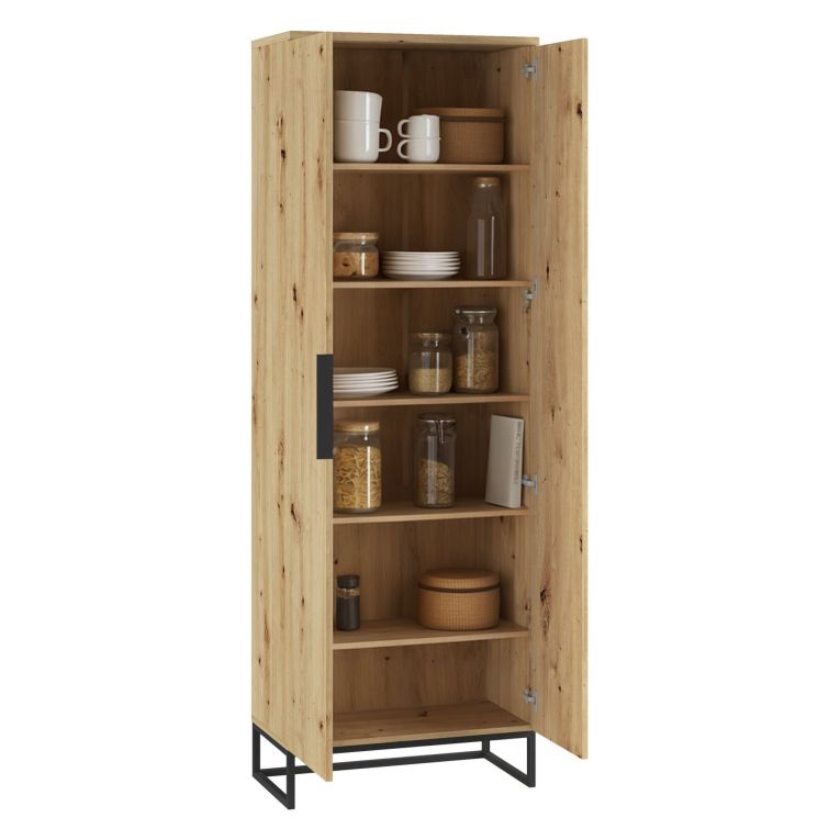 Armadio Multiuso 2 Ante Marrone Rovere Nodi 5 Ripiani 2 Ante 68x197h cm, 6 Vani - Casazza