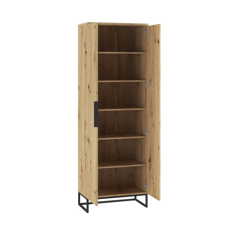Armadio Multiuso 2 Ante Marrone Rovere Nodi 5 Ripiani 2 Ante 68x197h cm, 6 Vani - Casazza
