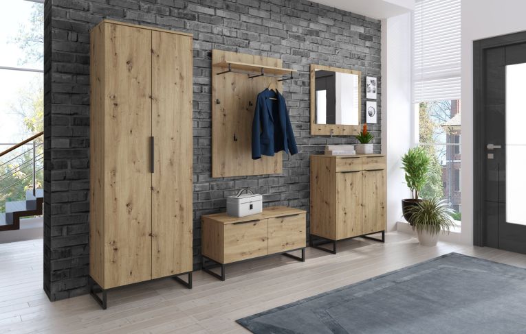 Armadio Multiuso 2 Ante Marrone Rovere Nodi 5 Ripiani 2 Ante 68x197h cm, 6 Vani - Casazza