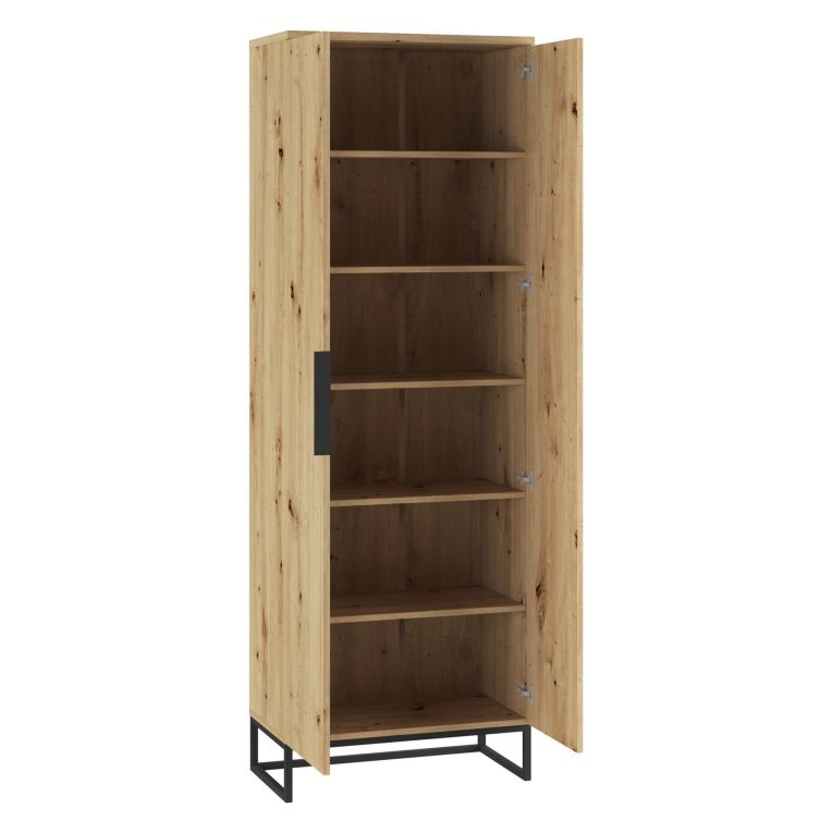 Armadio Multiuso 2 Ante Marrone Rovere Nodi 5 Ripiani 2 Ante 68x197h cm, 6 Vani - Casazza