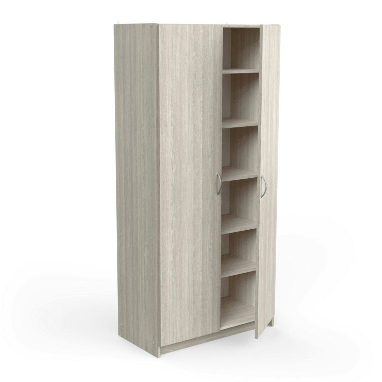 Armadio multiuso 2 ante Meuse, Mobile multifunzionale, Mobiletto scarpiera, Guardaroba porta scarpe, 80x41 h170 cm, Rovere