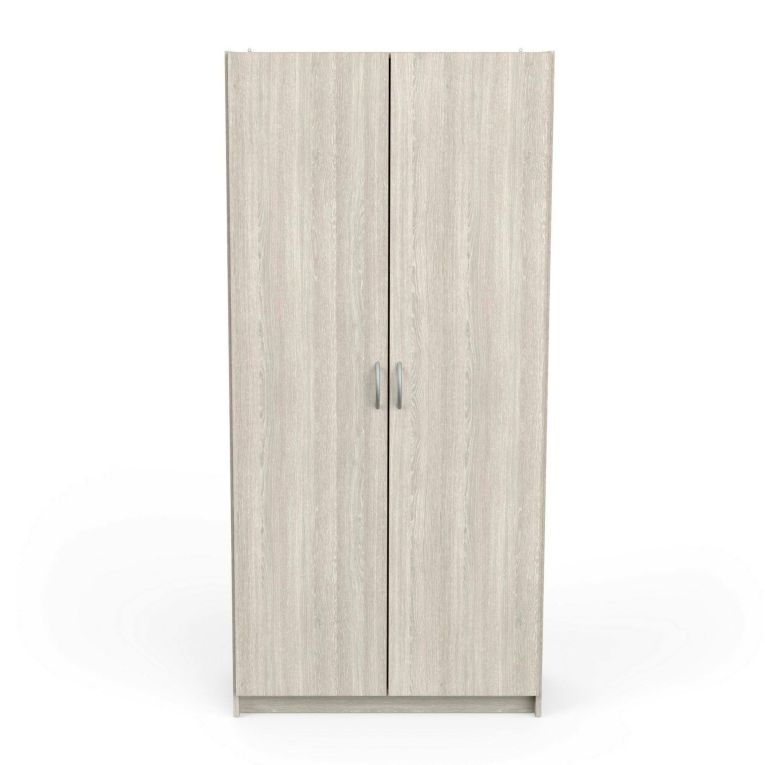 Armadio multiuso 2 ante Meuse, Mobile multifunzionale, Mobiletto scarpiera, Guardaroba porta scarpe, 80x41 h170 cm, Rovere