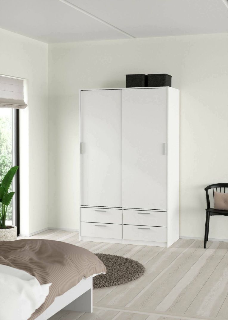 Armadio multiuso 2 ante Regine, Mobile multifunzionale, Mobiletto scarpiera, Guardaroba porta scarpe, 121x60 h200 cm, Bianco