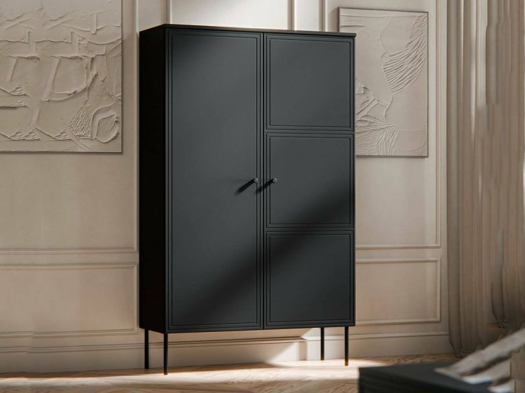 Armadio multiuso 2 ante Sedilo, 100x39 h166 cm, Nero