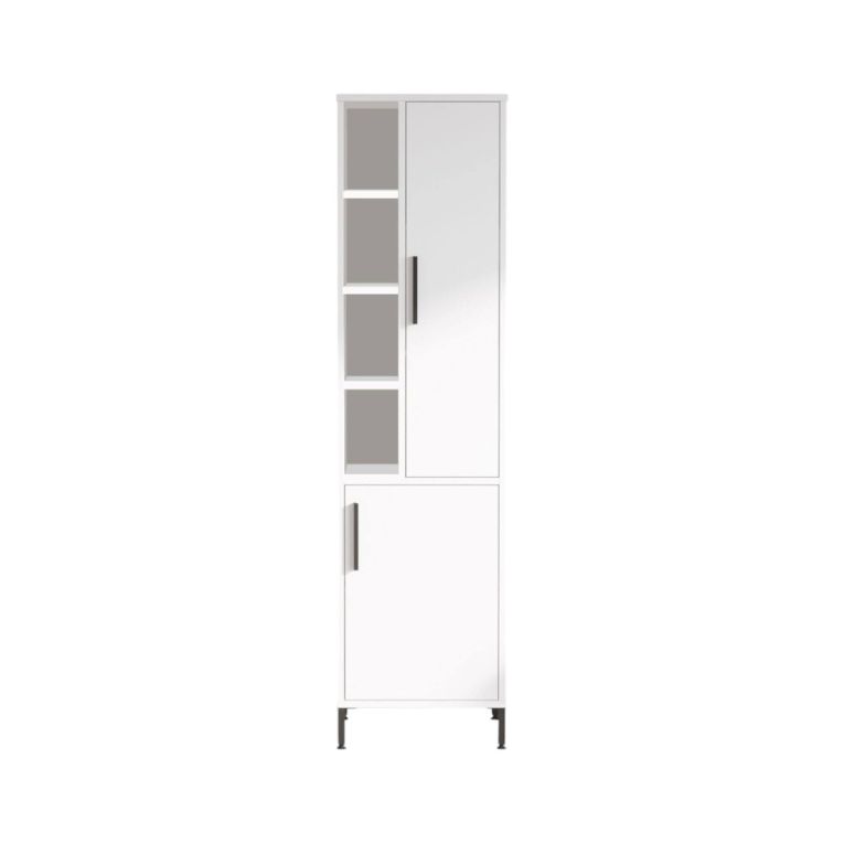Armadio multiuso 2 ante Serpens, Mobile multifunzionale, Mobiletto scarpiera, Guardaroba porta scarpe, 45x36 h174 cm, Bianco