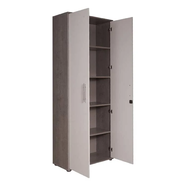Armadio multiuso 2 ante Tirreno, Mobile multifunzionale, Mobiletto scarpiera, Guardaroba porta scarpe, 79x188h34 cm, Bianco e Cemento