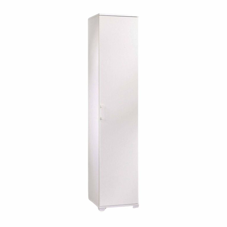 Armadio multiuso Aquilegia, Mobile lineare a 1 Anta battenti e 4 ripiani regolabili, Mobile a colonna per bagno, 100% Made in Italy, 45x45h195 cm, Bianco
