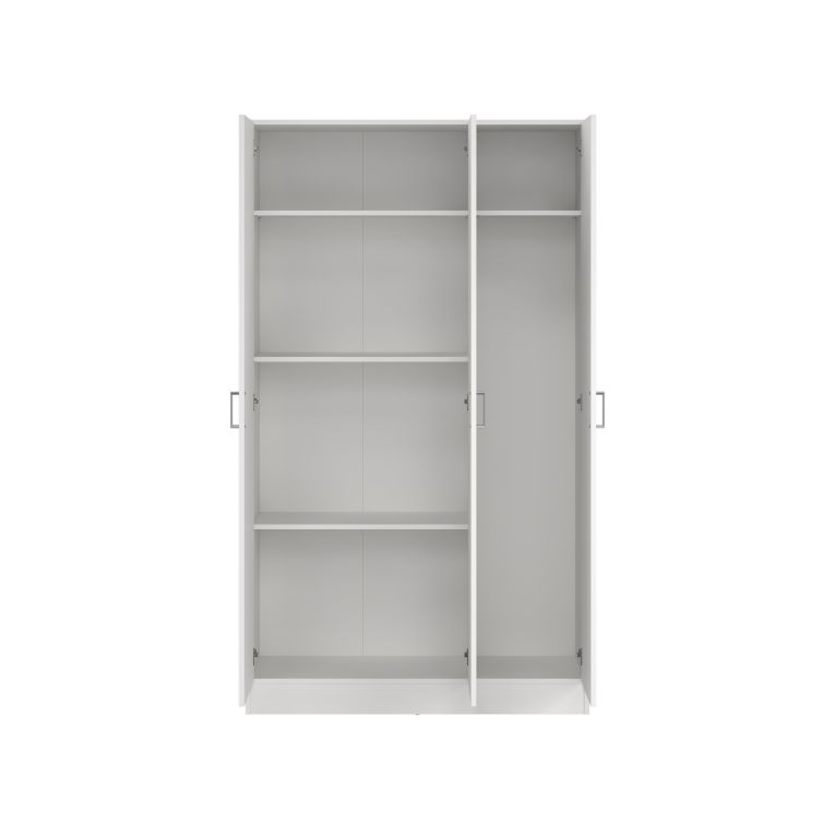 Armadio multiuso Beaumont, Mobile ausiliario a 3 ante, Guardaroba portascarpe, Guardaroba portascope, 109x37h180 cm, Bianco