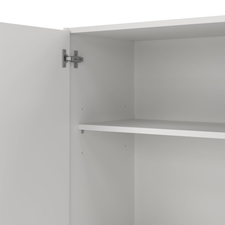 Armadio multiuso Beaumont, Mobile ausiliario a 3 ante, Guardaroba portascarpe, Guardaroba portascope, 109x37h180 cm, Bianco