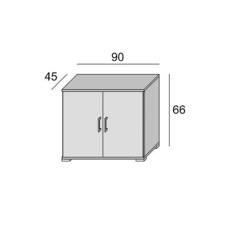Armadio multiuso Bucaneve, Mobile lineare a 2 Ante battenti con ripiano, Mobile da ingresso, Scarpiera moderna, 100% Made in Italy, 90x45h66 cm, Bianco