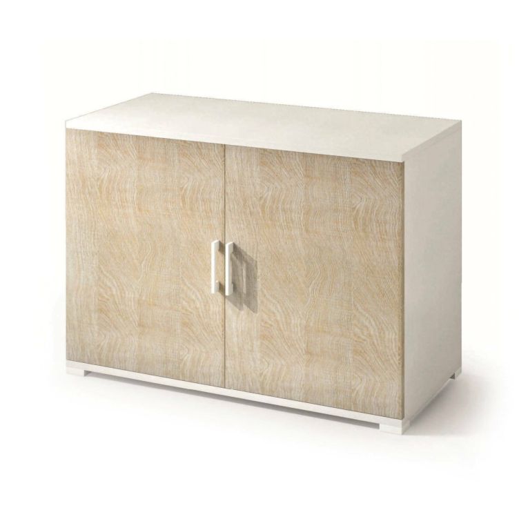 Armadio multiuso Bucaneve, Mobile lineare a 2 Ante battenti con ripiano, Mobile da ingresso, Scarpiera moderna, 100% Made in Italy, 90x45h66 cm, Rovere e Bianco