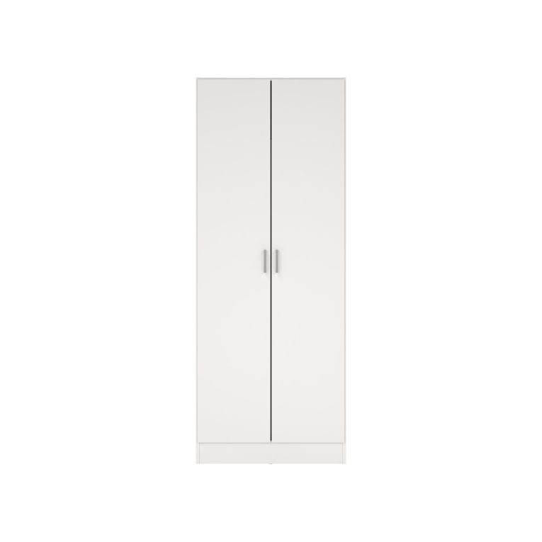 Armadio multiuso Charleston, Mobile portascope a 2 ante, Scarpiera con ripiani, Guardaroba portascope, cm73x37h180 cm, Bianco
