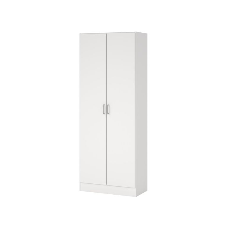 Armadio multiuso Charleston, Mobile portascope a 2 ante, Scarpiera con ripiani, Guardaroba portascope, cm73x37h180 cm, Bianco