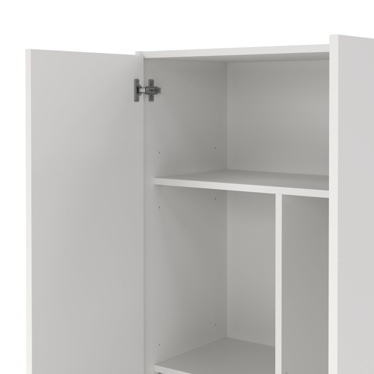 Armadio multiuso Charleston, Mobile portascope a 2 ante, Scarpiera con ripiani, Guardaroba portascope, cm73x37h180 cm, Bianco