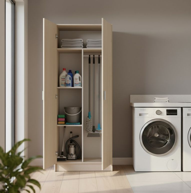 Armadio multiuso Charleston, Mobile portascope a 2 ante, Scarpiera con ripiani, Guardaroba portascope, cm73x37h180 cm, Rovere