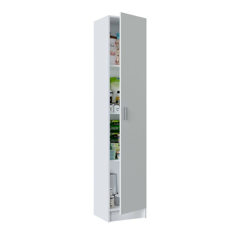 Armadio multiuso Clearwater, Mobile ausiliario a 1 anta, Guardaroba portascarpe con ripiani, Scarpiera verticale, 37x37h180 cm, Bianco