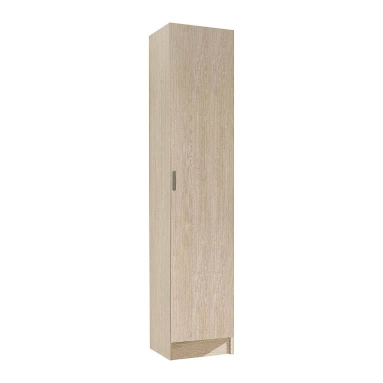 Armadio multiuso Clearwater, Mobile ausiliario a 1 anta, Guardaroba portascarpe con ripiani, Scarpiera verticale, 37x37h180 cm, Rovere