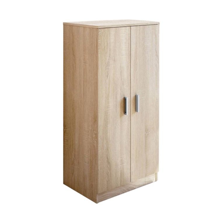 Armadio multiuso Corona, Mobile ausiliario a 2 ante, Mobile basso portascarpe con 6 ripiani, Scarpiera moderna, 55x36h108 cm, Rovere
