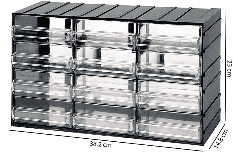 Armadio multiuso Darrigon, Antracite, 12 cassetti