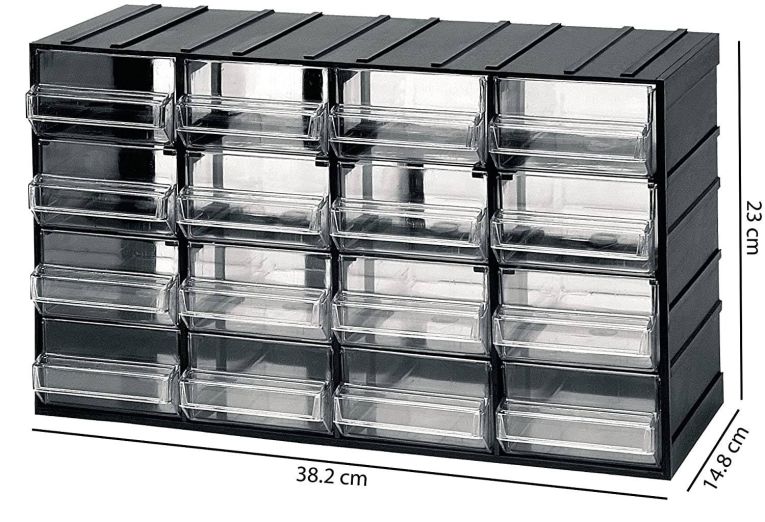 Armadio multiuso Darrigon, Antracite, 16 cassetti