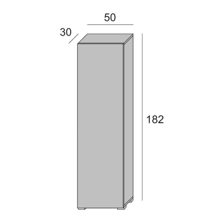 Armadio multiuso Fiordaliso, Mobile lineare a 1 Anta e 7 ripiani, Colonna da ingresso o bagno, Scarpiera moderna, 100% Made in Italy, 50x30h182 cm, Olmo e fantasia