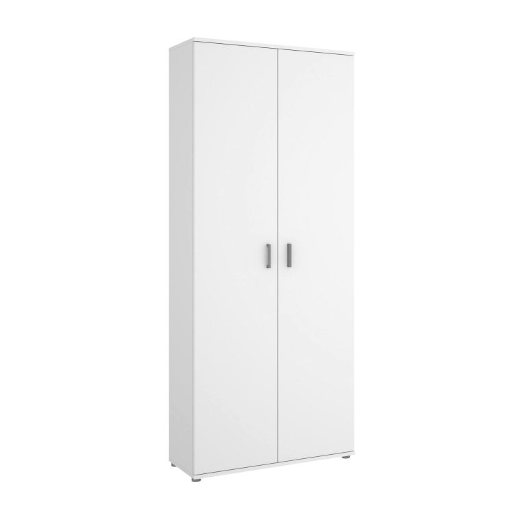 Armadio multiuso Forcola, Mobile multifunzione portascope, Guardaroba a 2 ante, 78x35h190 cm, Bianco