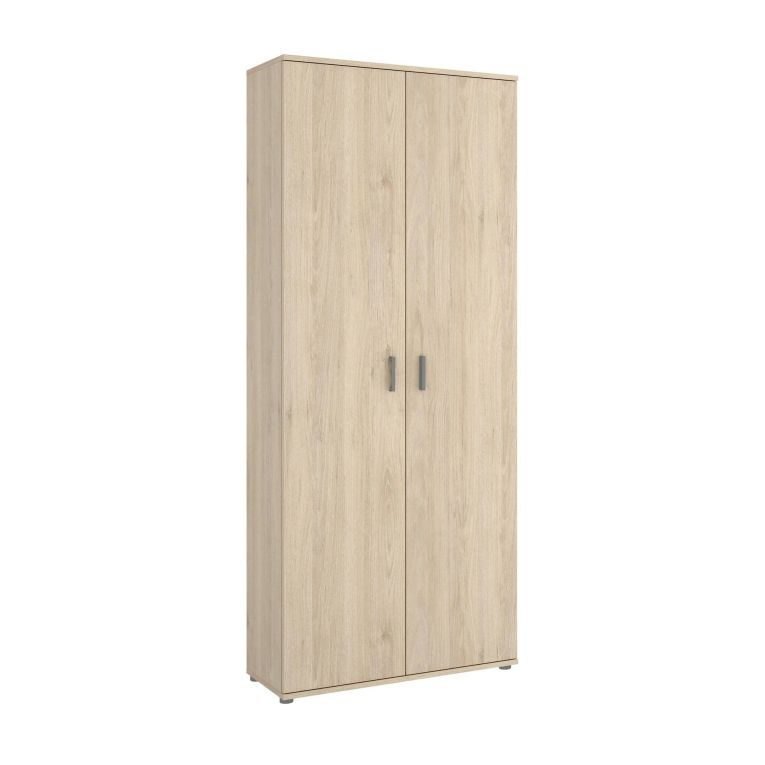Armadio multiuso Forcola, Mobile multifunzione portascope, Guardaroba a 2 ante, 78x35h190 cm, Rovere