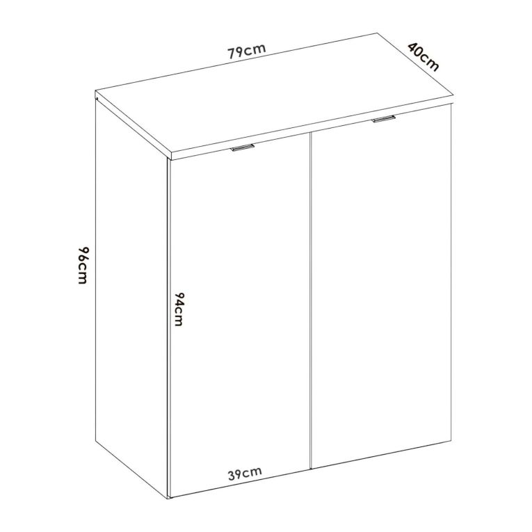 Armadio multiuso Gaviola, Mobile basso multifunzione, Armadietto a 2 ante, 79x40h96 cm, Bianco lucido e Rovere