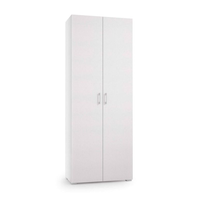 Armadio multiuso Ginestra, Mobile lineare a 2 Ante battenti, Guardaroba a 6 ripiani, Scarpiera moderna, 100% Made in Italy, 72x37h195 cm, Bianco