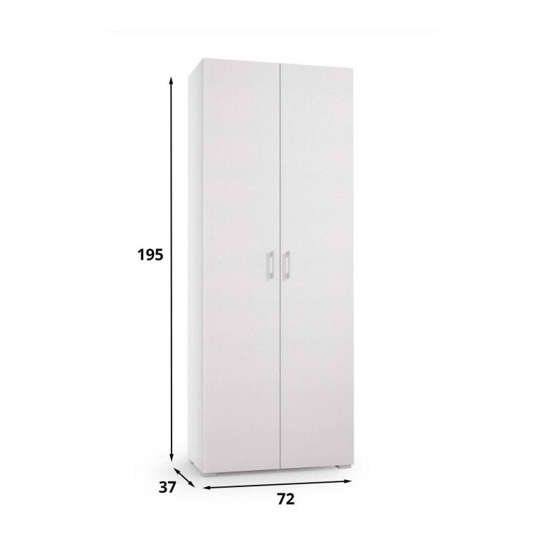 Armadio multiuso Ginestra, Mobile lineare a 2 Ante battenti, Guardaroba a 6 ripiani, Scarpiera moderna, 100% Made in Italy, 72x37h195 cm, Bianco