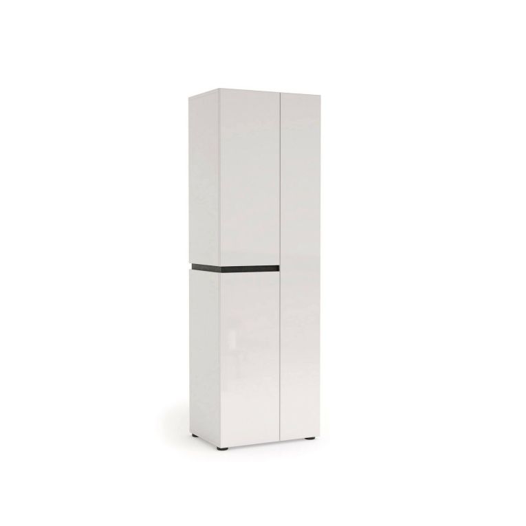 Armadio multiuso grande Accra, Mobile multifunzionale, Mobiletto scarpiera, Guardaroba porta scarpe, Made in Italy, 61x45h190 cm, Bianco lucido e Antracite
