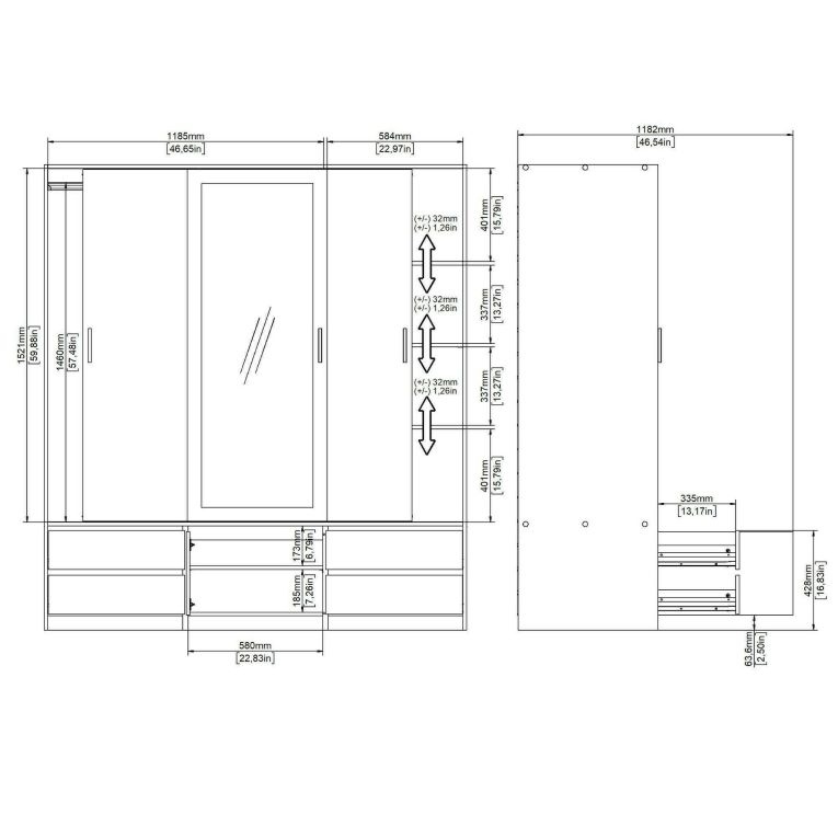 Armadio multiuso grande Agnes, Mobile multifunzionale, Mobiletto scarpiera, Guardaroba porta scarpe, 60x181 h200 cm, Rovere