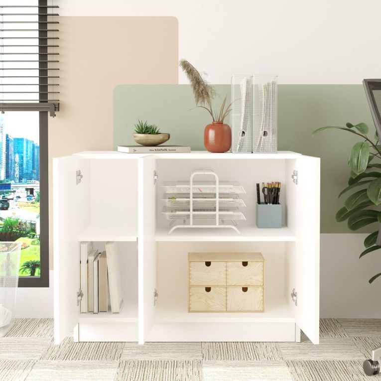 Armadio multiuso grande Alycone, Mobile multifunzionale, Mobiletto scarpiera, Guardaroba porta scarpe, 89x38 h74 cm, Bianco