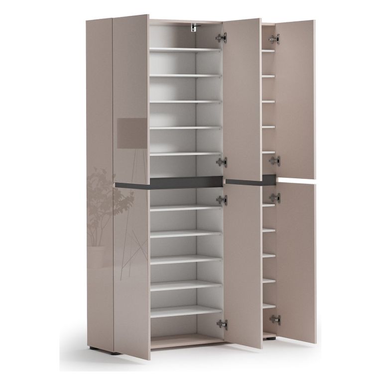 Armadio Multiuso Grande Beige Cassetti 20 Ripiani 120x200h cm, 3 Ante - Sotto